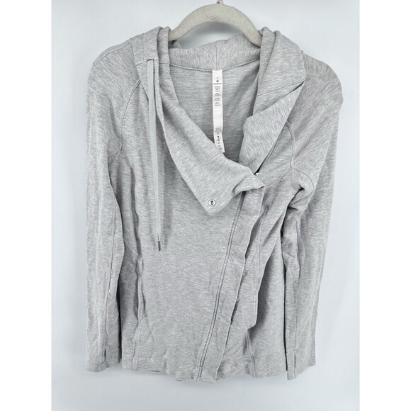 Lululemon Sweaters - lululemon athletica Light Gray Hooded Wrap Sweater